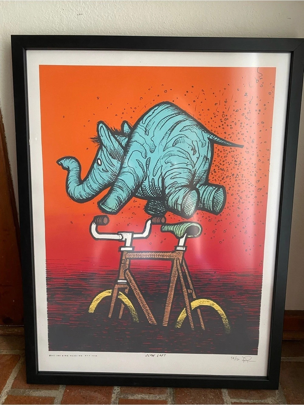 The Bird Machine Slow Loft Framed Abstract Art Print Orange & Black